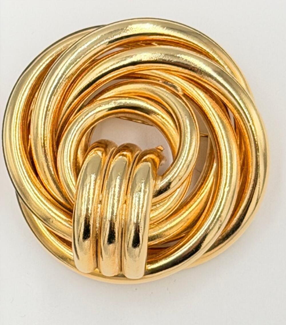 Vintage Kirks Folly Whimsical Chunky Gold Classic Love Knot Brooch
